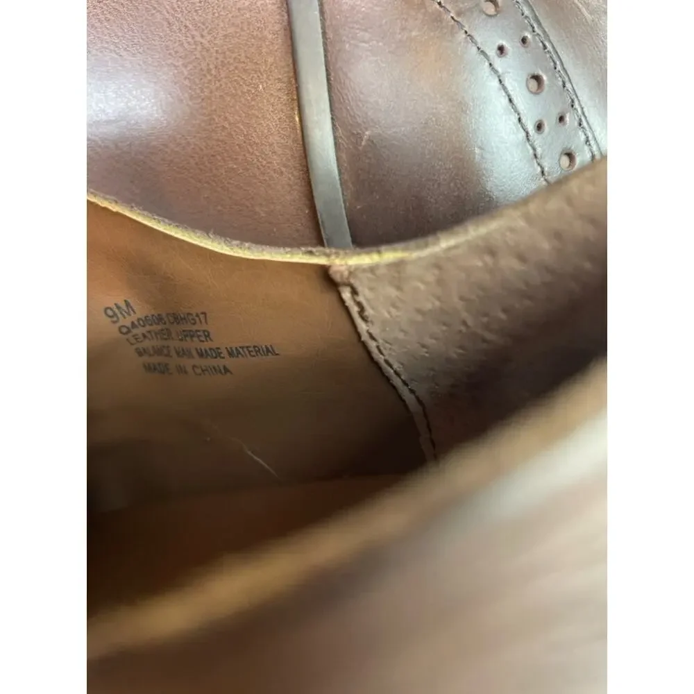 KORKS Withrow Monk Strap Block Heel Oxfords Brown Leather Wingtip Sz 9